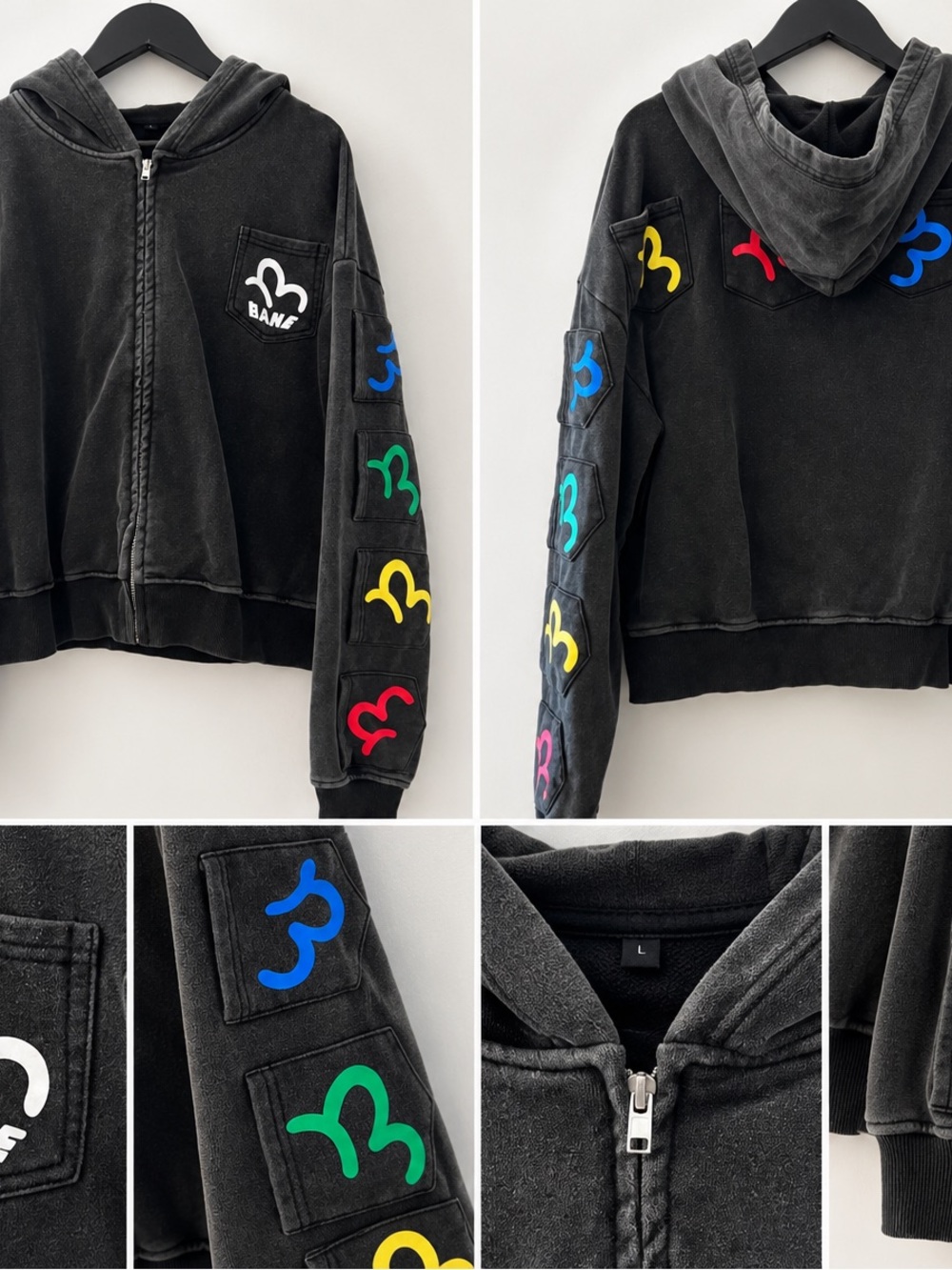 BANE Oversized Zip-Up Hoodie – Size Large